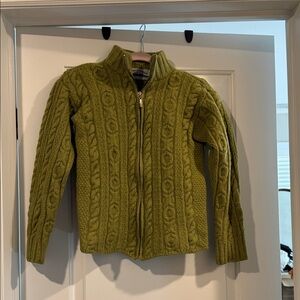 Aran Crafts Green Cable Knit Cardigan